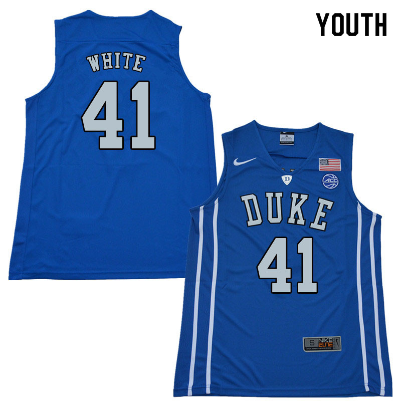 2018 Youth #41 Jack White Duke Blue Devils College Basketball Jerseys Sale-Blue